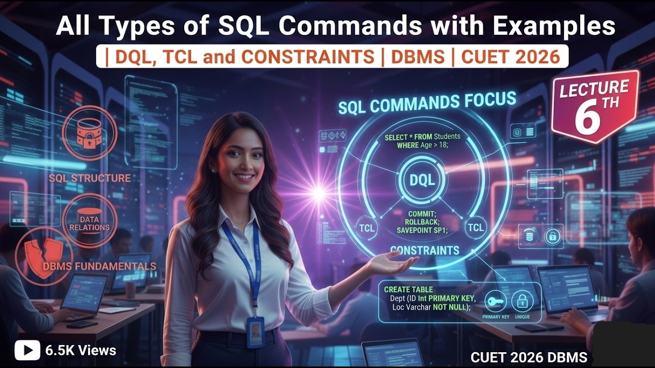 CUET 2026 |All Types of SQL Commands with Example | DQL, TCL and ...