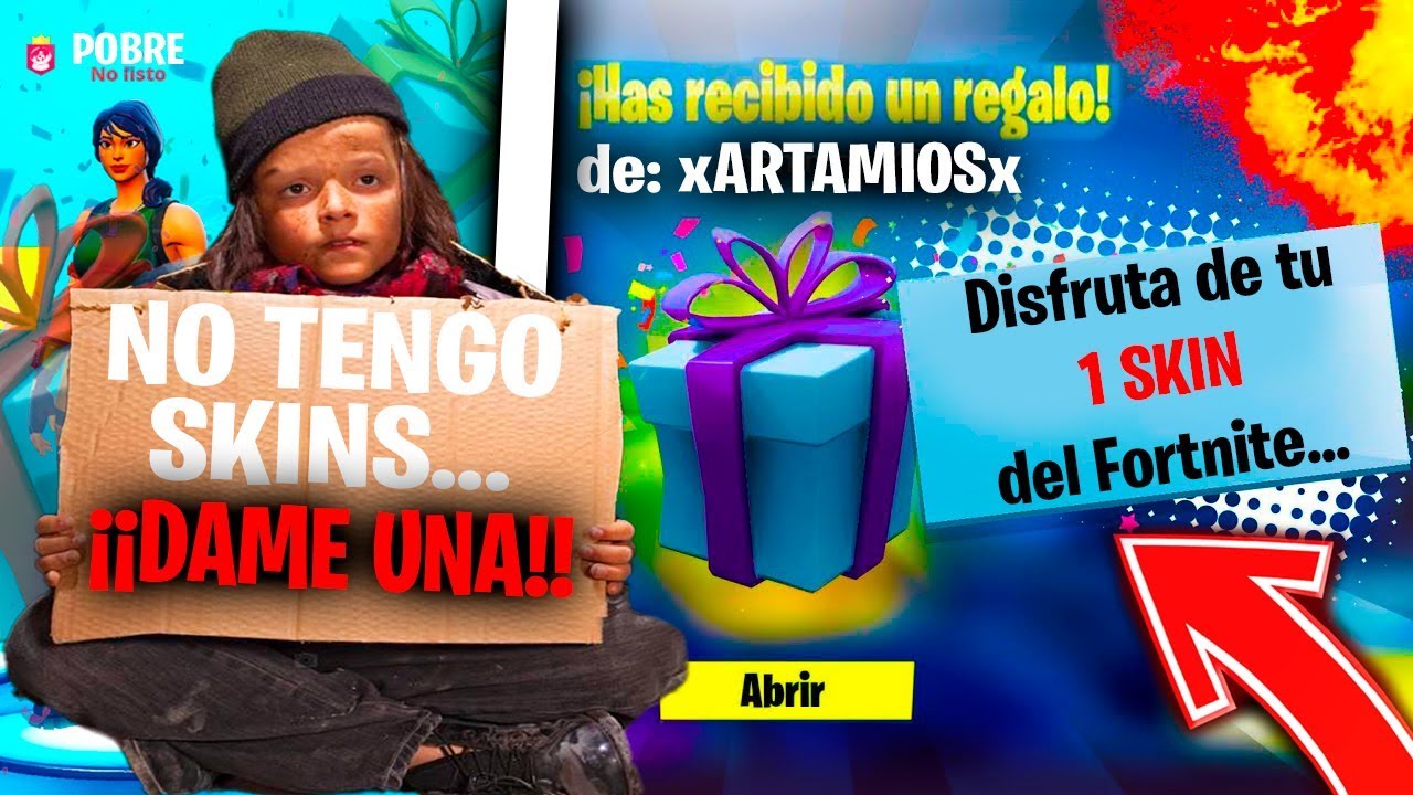 Le regale a un NIÑO POBRE su PRIMERA SKIN en Fortnite...😡😳*Su madre se cabrea*