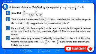 AP Calculus AB 2025 FRQ 6 |Implicit Differentiation|Tangent Line, Vertical Tangent and Related Rates