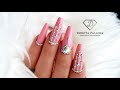 Swarovski crystals nail art aplication, crystal shapes placement with Caviar beads chains