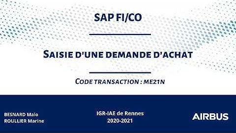 SAP - Transaction ME21N - Saisie d