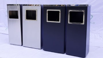 Các mẫu thùng rác inox vuông có gạt tàn thuốc lá