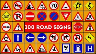 100 Important Road Signs with their Meanings | Traffic Signs | Street Signs | English Vocabulary