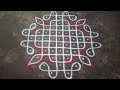 Straight dots very simple easy sikku kolam with 7 x 5 dots  kambi kolam  sathyaselva arts