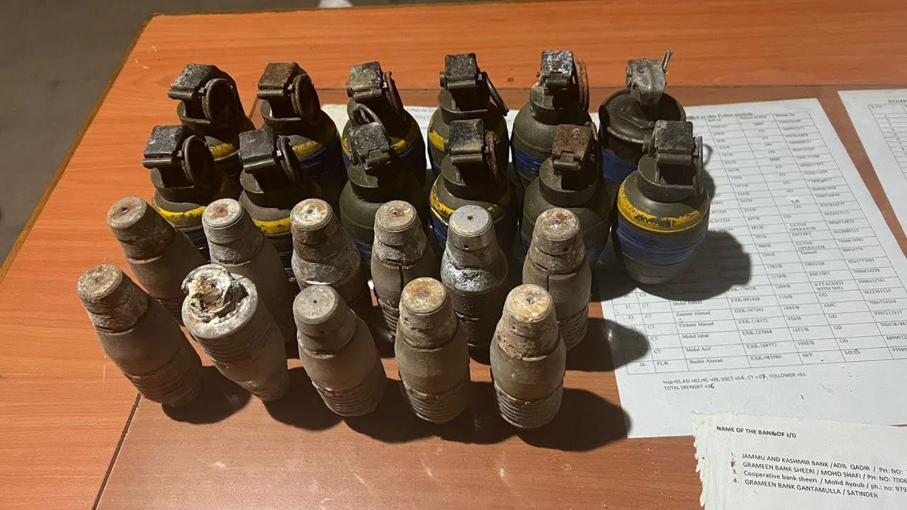 Police, security forces recovered 10 grenades, 10 UBGL and other explosive material in Baramulla