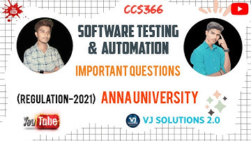 Software Testing and Automation Important Questions for semester | CCS366 | Anna University | Tamil