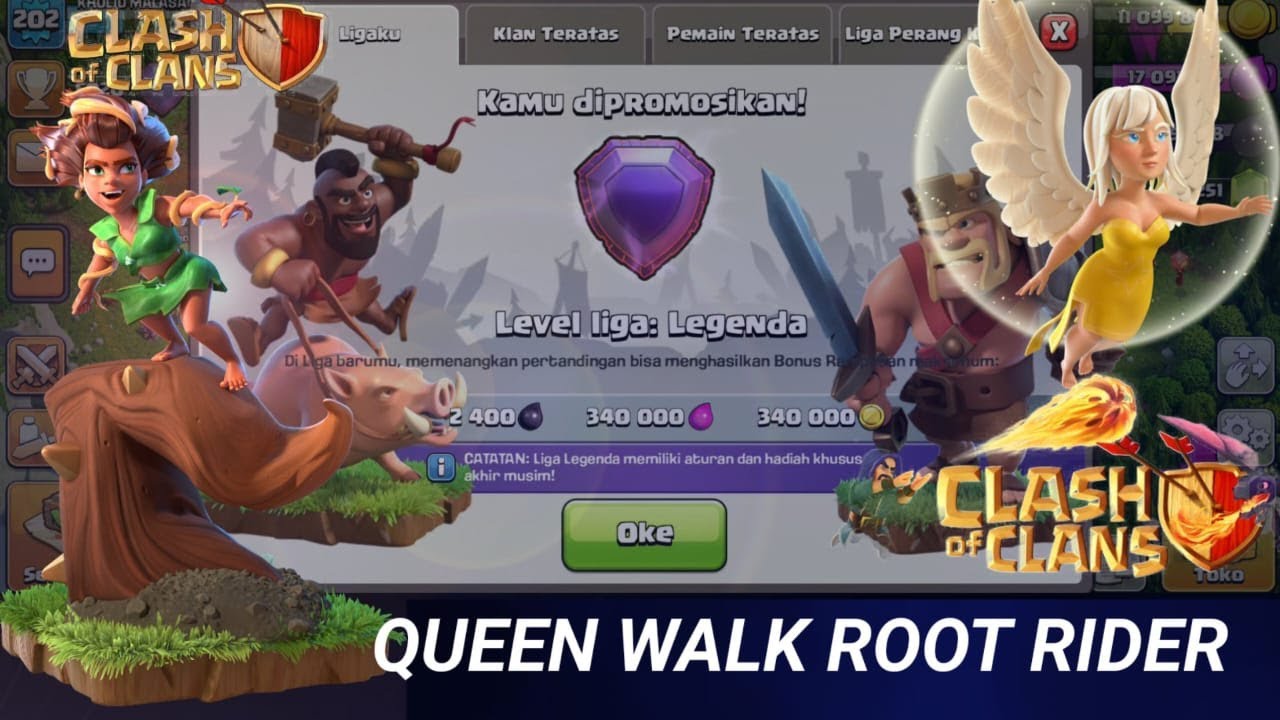 STRATEGI ATTACK TH 16 ROOT RIDER //QUEEN WALK ROOT RIDER // TH 16 ...