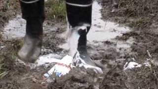 Rubber boots in mud + yoghurt