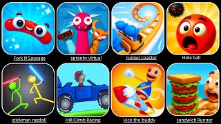Fork N Sausage, Hide Ball, Runner Coaster, Stickman Ragdoll, Hill Climb Racing, Sandwich Runner... screenshot 1
