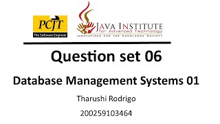 DBMS Question set 06