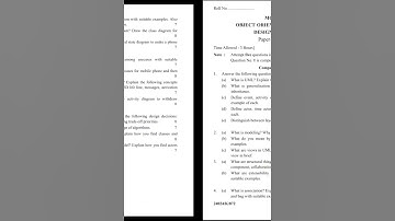Object Oriented Analysis And Design Using UML || MCA - 20 - 15 || Exam question Papers 2022 👍