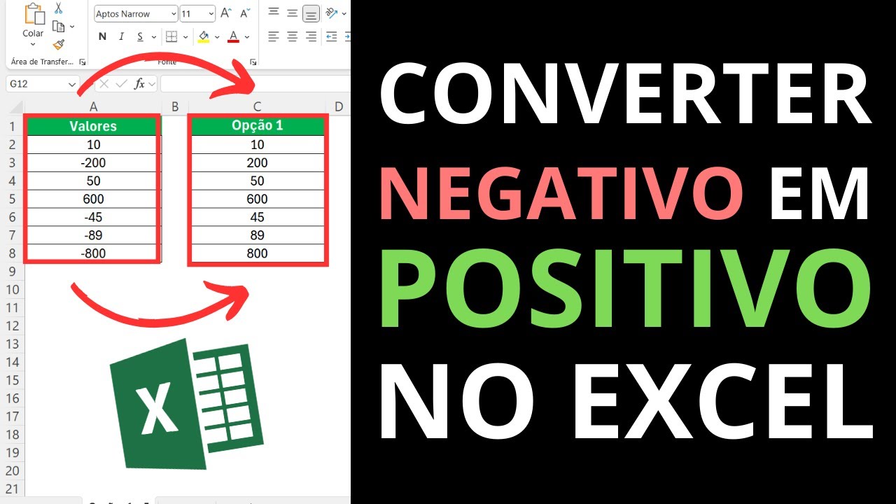 Transformar Número Negativo em Positivo Excel