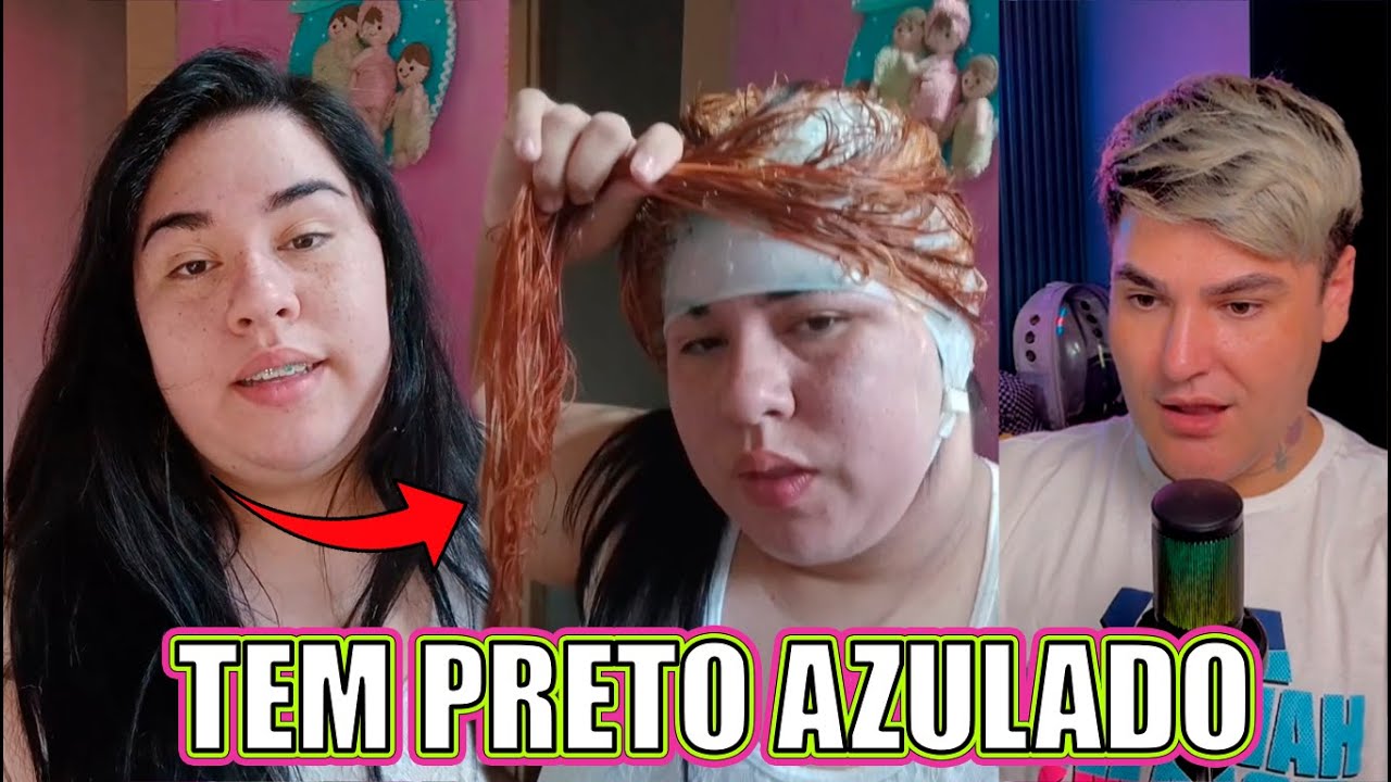 DESCOLORINDO CABELO COM TINTA PRETAO AZULADO | MEU DEUS!