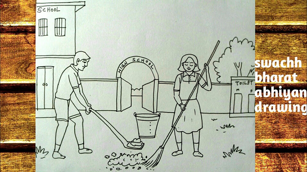 Swachh bharat abhiyan drawing gandgi mukt mera gaon drawingpencil  drawing  YouTube