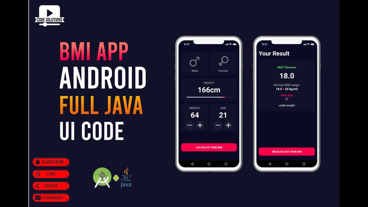 How to create bmi calculator in android studio | BMI calculator in android  studio | Source Code - YouTube