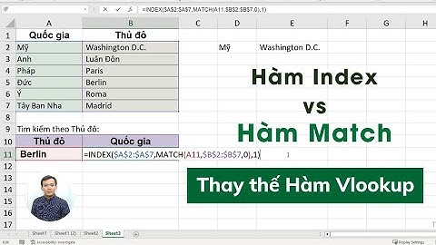 Hàm Index kết hợp Hàm Match thay thế cho Hàm Vlookup