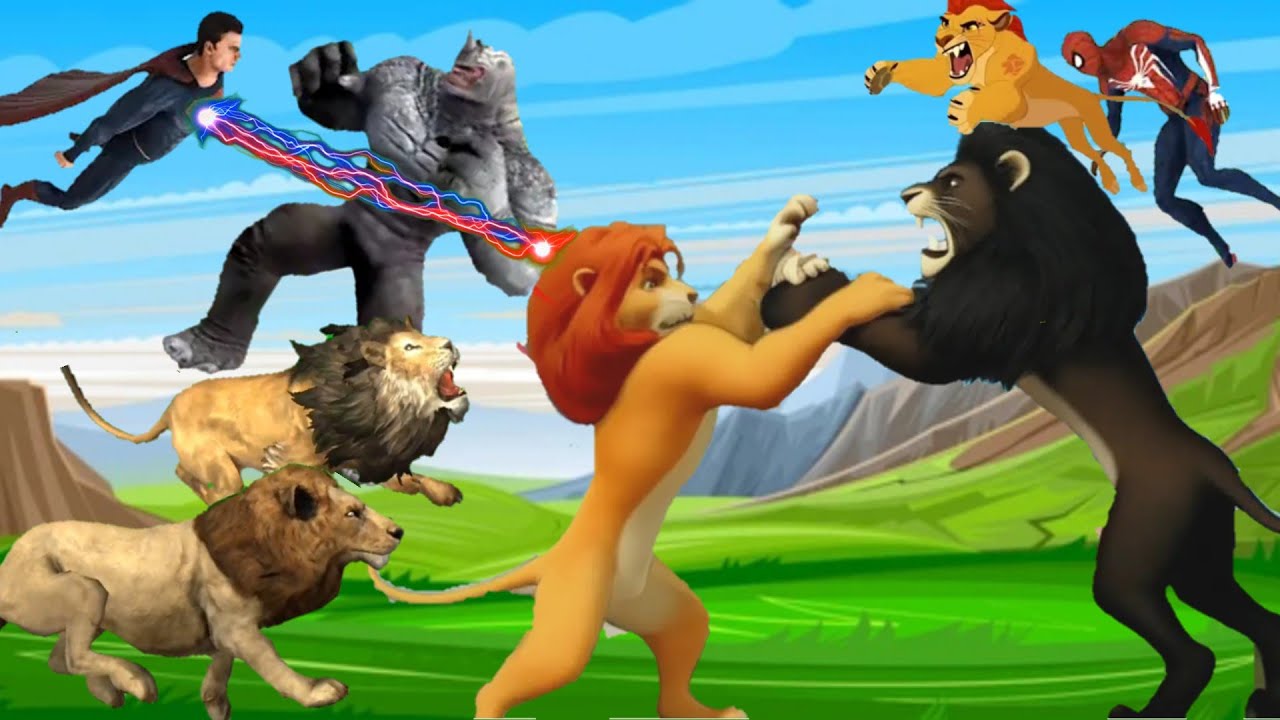 سيمبا ملك الغابه والأبطال الخارقين يواجهون ايرون مان والعمالقه وفينوم/كرتون سيمبا ـ حكايات مرمر