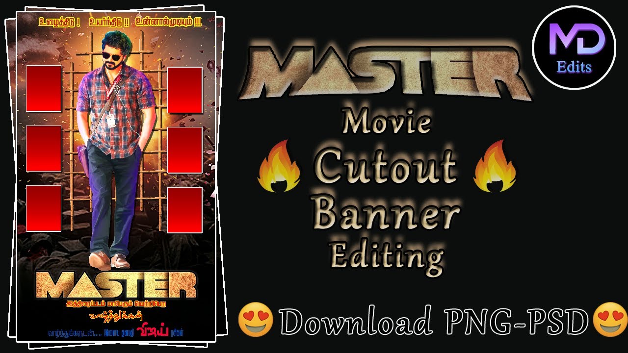 Master Cutout Banner Design In Photoshop, vijay cutout Banner Editing