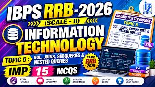 SQL, Joins, Subqueries & Nested Queries MCQs | IBPS RRB IT Officer 2026 | IT Officer IBPS RRB 2026