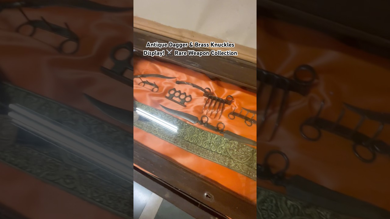 Antique Dagger & Brass Knuckles Display! ⚔️ Rare Weapon Collection