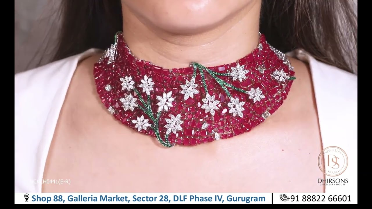 Designer Ruby necklaces with fancy shapes