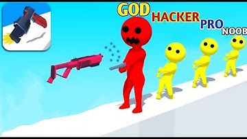 GUN SPRINT IN NOOB vs PRO vs HACKER vs GOD MAX LEVELS NEW MOBILE GAME (Android iOS)