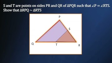 S and T are points on sides PR and QR of ∆PQR such that ∠P = ∠RTS. Show that ΔRPQ ~ ΔRTS#triangles