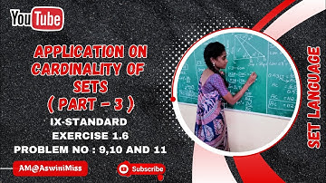 Set Language -Application on cardinality of sets|9th std|Ex:1.6|Problems 9-11|Explanation in Tamil