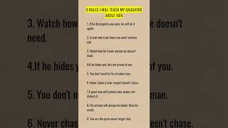 9 RULES I WILL TEACH MY DAUGHTER ABOUT MEN #shorts #rules #teach #daughter #male