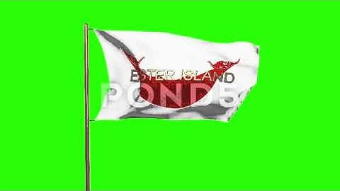 Easter Island Flag With Title Waving In The Wind. Looping Sun Rises Style