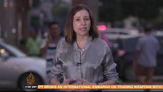 Woman TV Reporter in Silver Satin Blouse