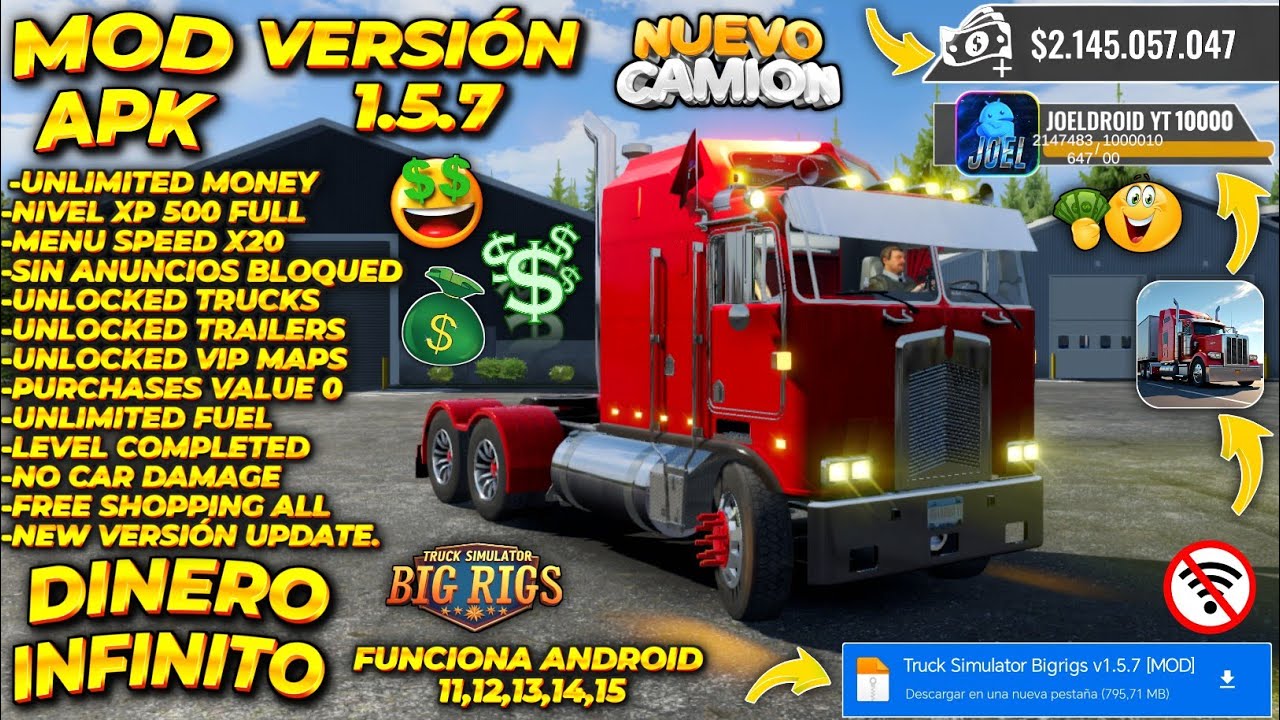 TRUCK SIMULATOR BIG RIGS v1.5.7 APK MOD DINERO INFINITO NIVEL