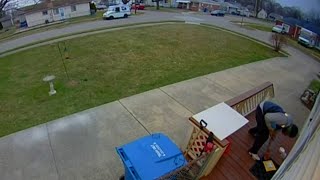 Doorbell camera shows Amazon driver taking package he had just delivered at Warren home