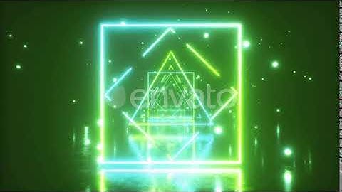 Abstract Flight in Space Through Glowing Rotating Neon Squares and Triangle | Motion Graphics -