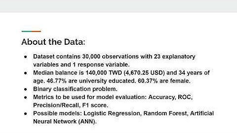 Demo Video Project Plan Credit Card Default Risk Application