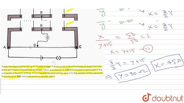 Shows the experimental set up of a meter bridge. The null point is found to be 60 cm away from