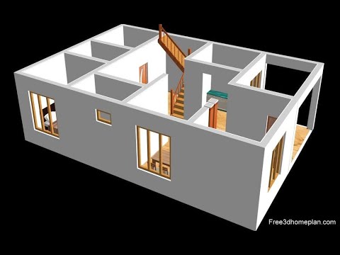 small-home-design-plan-10x12m-2-bedrooms-,-american-kitchen-with-car-parking-2020