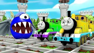 【踏切アニメ】あぶない電車 THOMAS FRIENDS RAINBOW COLORS Railroad Crossing Animation #train