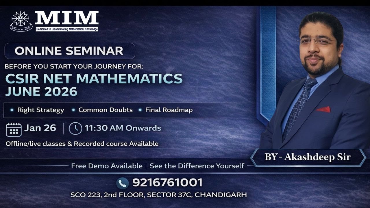 ONLINE SEMINAR CSIR NET Mathematics June 2026- Plan Right, Prepare Smart, Qualify Confidently.