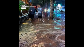 Flooding Fills Streets, Tosses Debris in Moab, Utah