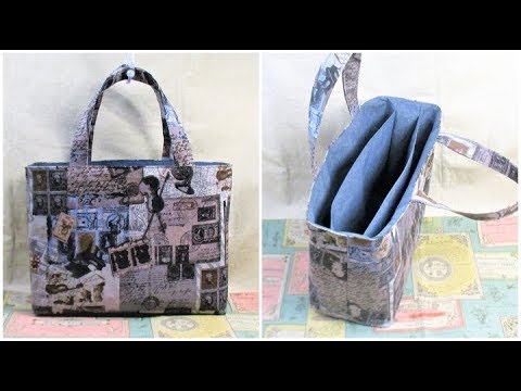 トートバッグ作り方 仕切りポケット付き How to make tote bag