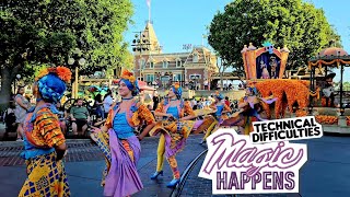 Magic Happens Parade At Disneyland Park Technical Difficulties