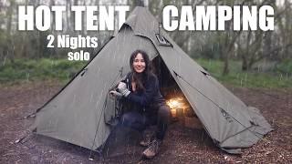 My First Time Hot Tent Camping • 2 Nights Alone in the Woods! Crazy Weather for One Tigris NorthGaze
