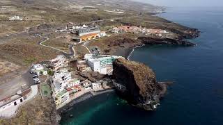 Los Roques, Fasnia, Tenerife: Picturesque beach and cliffs from a drone