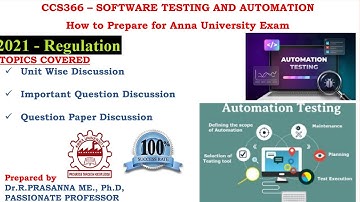 Anna University Exam Preparations - CCS366 - Software Testing and Automation Important Questions