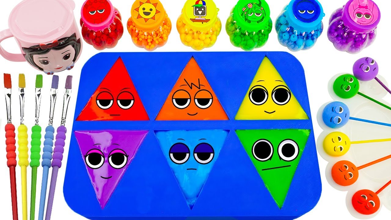 Oddly Satisfying Video l Making 6 Rainbow Lollipops Candy Sprunki FORM Crunchy Slime Triangular Funy