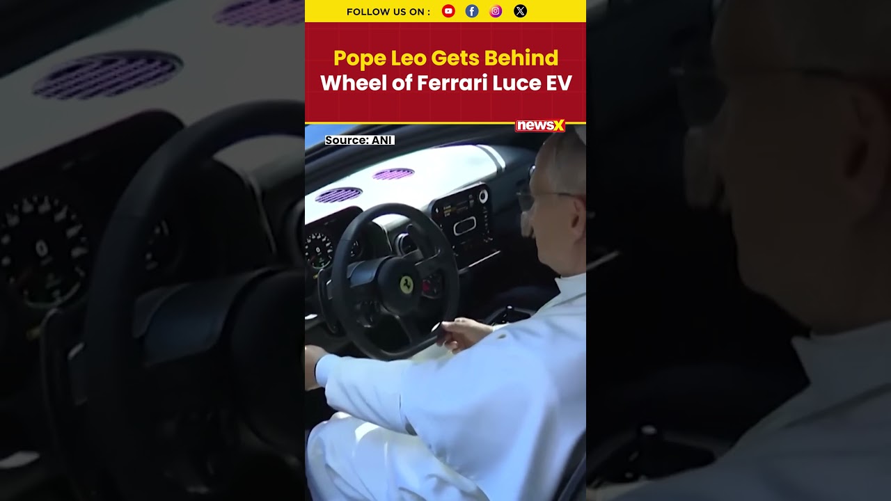 Pope Leo Gets Behind Wheel of Ferrari Luce EV At High-Profile Rome Unveiling Event | NewsX