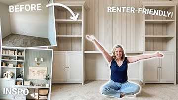 DIY renter-friendly built-ins ✨ + Removable vertical shiplap wall!
