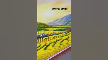 Tranh phong cảnh vùng cao Tây Bắc mùa lúa chín #tranhruongbacthang