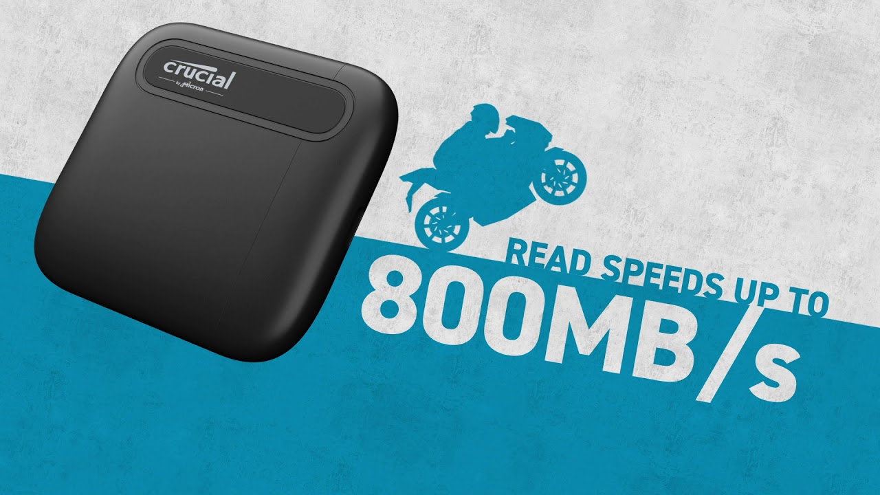 Crucial 2TB X6 Portable SSD with USB Type-C to USB Type-A